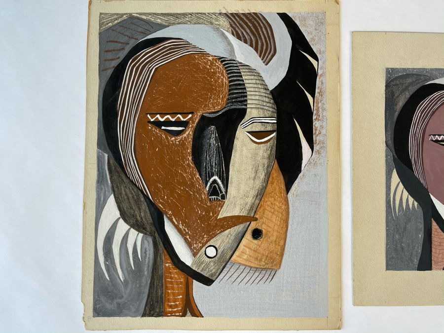 Pair Of Original Jean Klafs Abstract Expressionist Paintings 10 X 13, 9 X 11 [Photo 3]