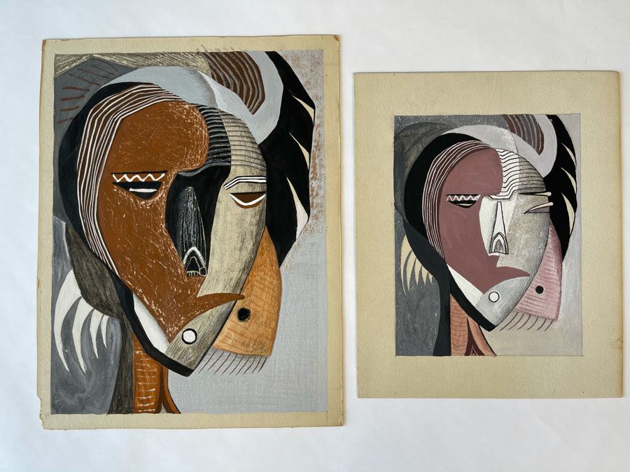 Pair Of Original Jean Klafs Abstract Expressionist Paintings 10 X 13, 9 X 11 [Photo 2]