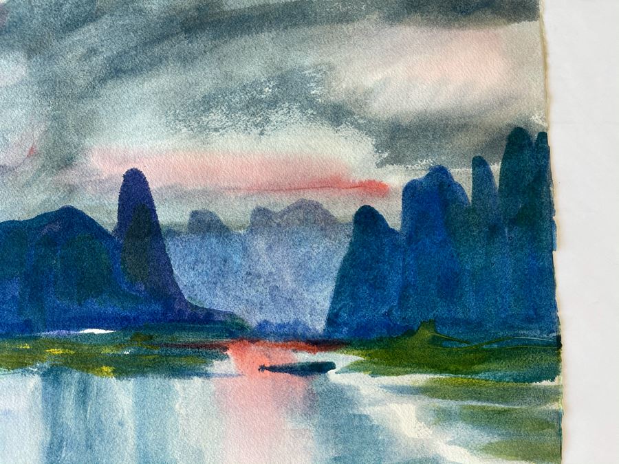 Original Jean Klafs Abstract Expressionist Landscape Watercolor Painting On Paper 22 X 15 [Photo 4]