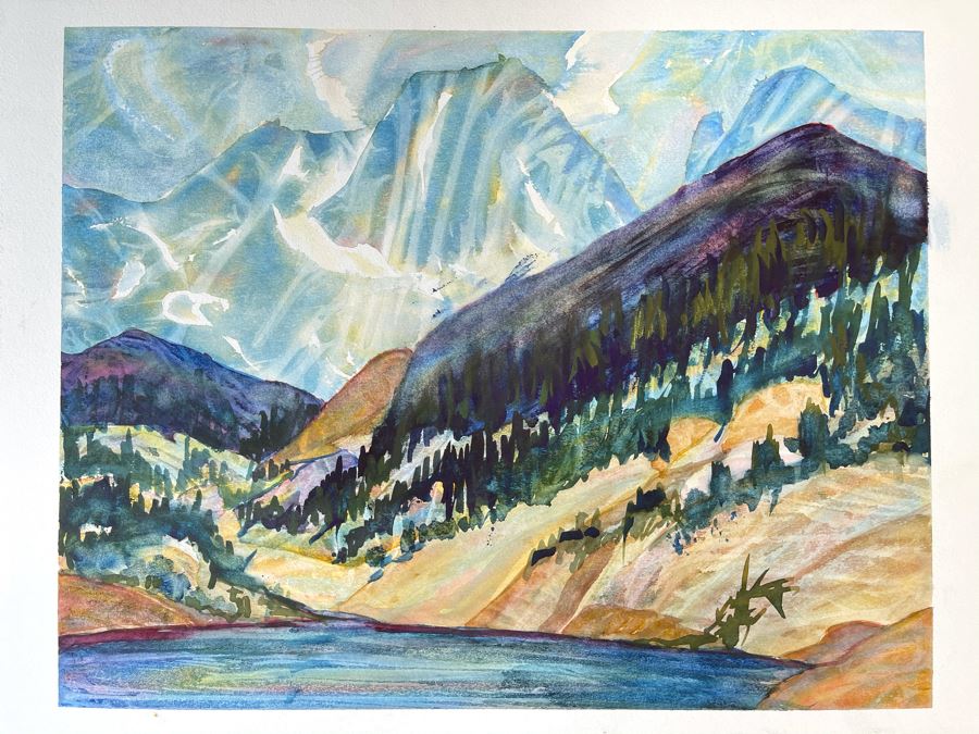 Original Jean Klafs Abstract Expressionist Watercolor Painting On Board 15 X 20 [Photo 3]