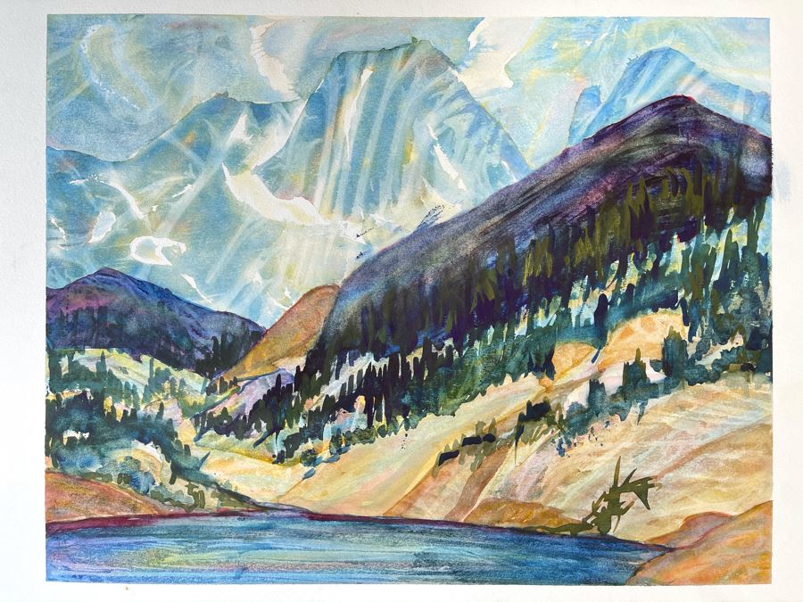 Original Jean Klafs Abstract Expressionist Watercolor Painting On Board 15 X 20 [Photo 2]