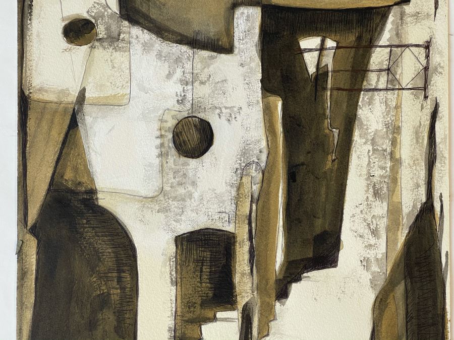 Original Jean Klafs Abstract Expressionist Painting On Paper 12 X 18 [Photo 5]