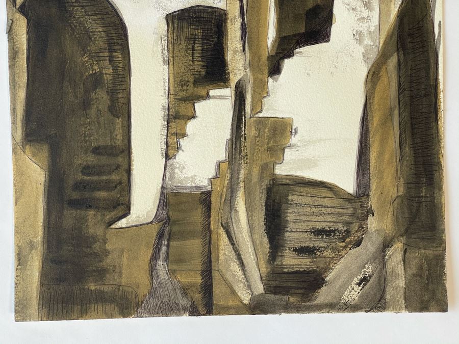 Original Jean Klafs Abstract Expressionist Painting On Paper 12 X 18 [Photo 4]