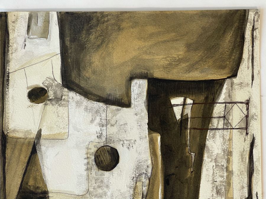 Original Jean Klafs Abstract Expressionist Painting On Paper 12 X 18 [Photo 6]