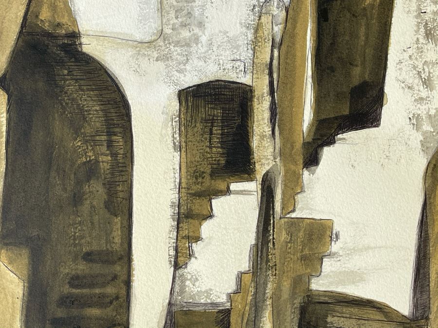 Original Jean Klafs Abstract Expressionist Painting On Paper 12 X 18 [Photo 3]