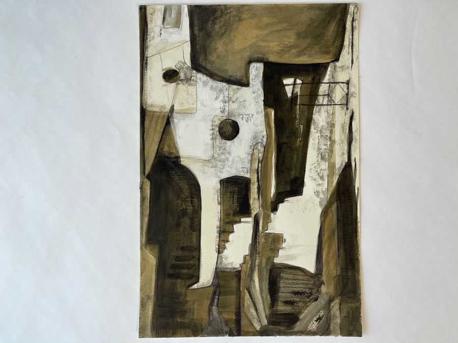 Original Jean Klafs Abstract Expressionist Painting On Paper 12 X 18 [Photo 2]