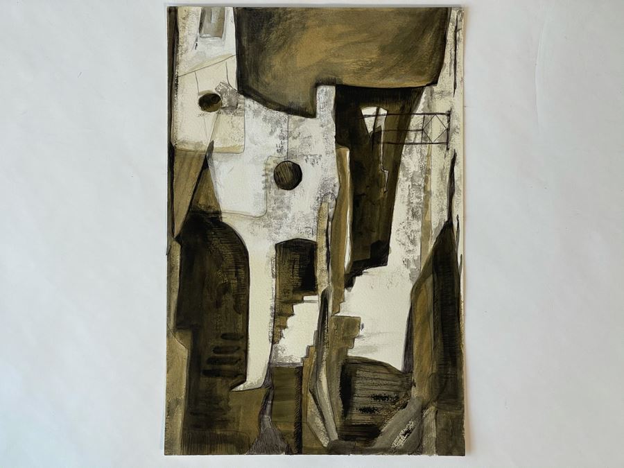 Original Jean Klafs Abstract Expressionist Painting On Paper 12 X 18 [Photo 8]