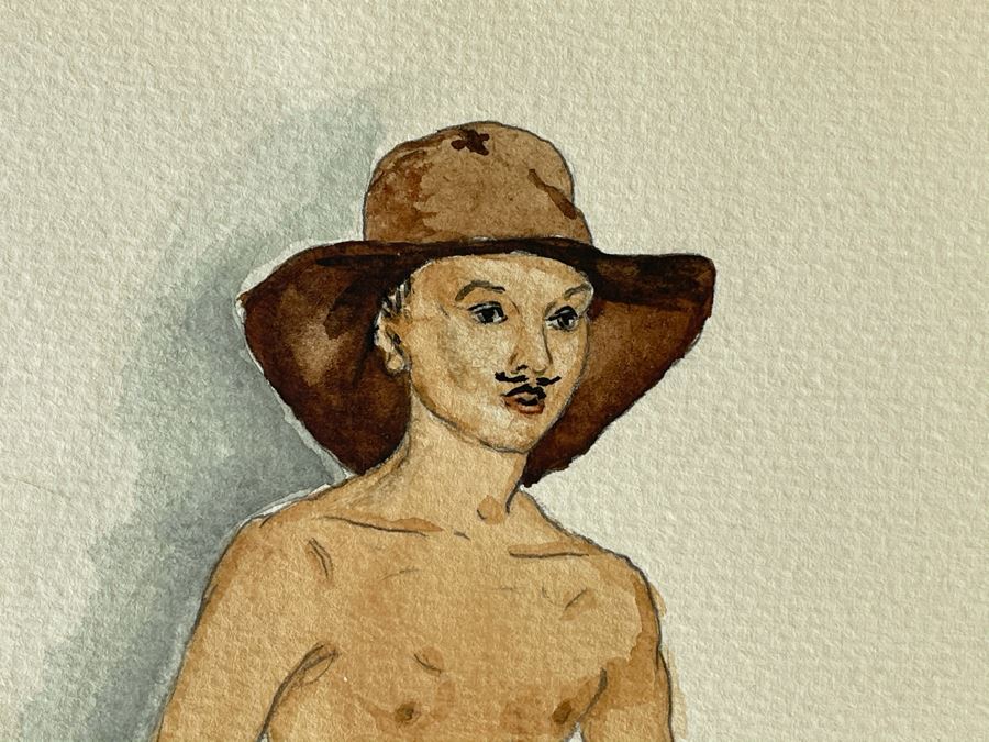 Pair Of Original 1951 Mid-Century Jean Klafs Drawings Portrait Illustration Paintings On Paper 9 X 11.5 [Photo 10]