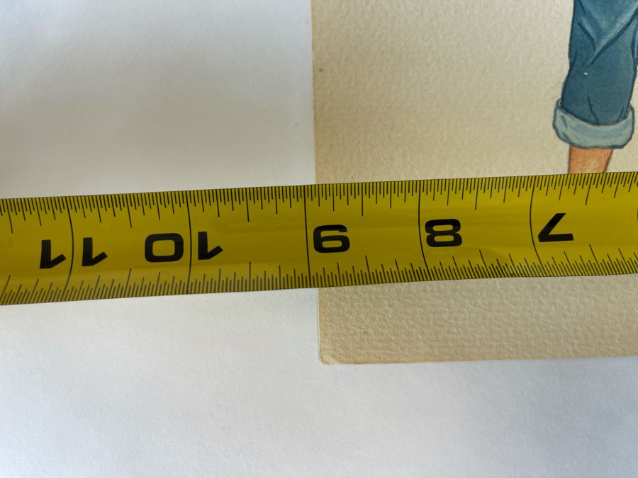 Pair Of Original 1951 Mid-Century Jean Klafs Drawings Portrait Illustration Paintings On Paper 9 X 11.5 [Photo 13]