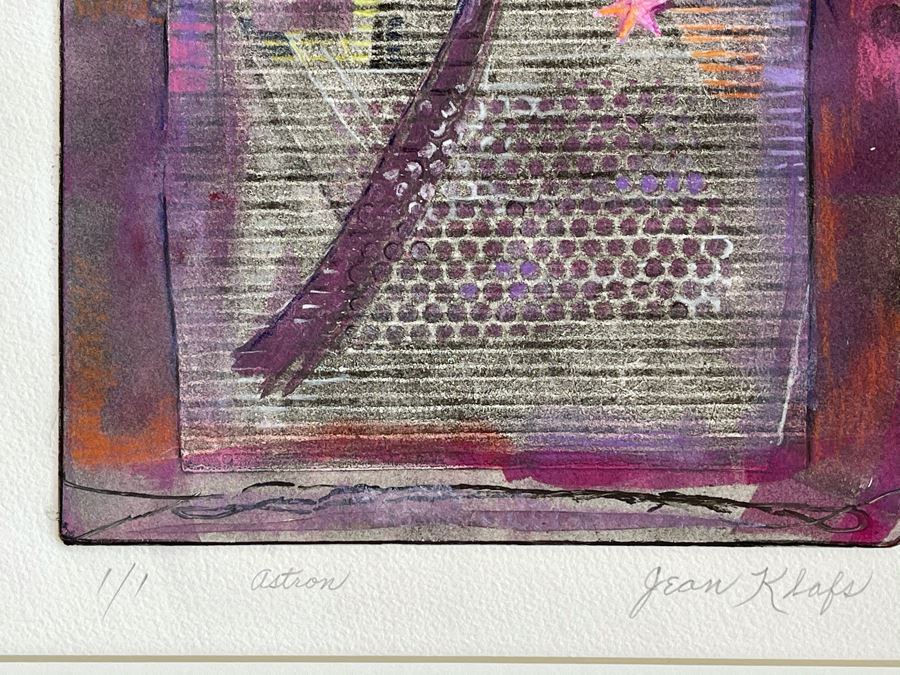 Original Jean Klafs Abstract Expressionist Monotype On Paper Titled 'Astron' 18 X 21 [Photo 5]
