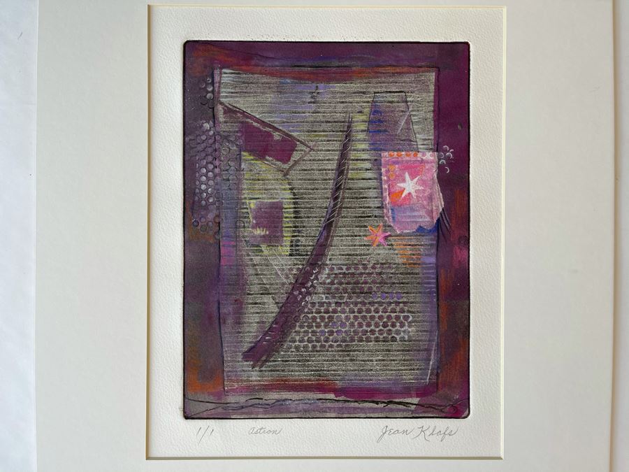 Original Jean Klafs Abstract Expressionist Monotype On Paper Titled 'Astron' 18 X 21 [Photo 2]