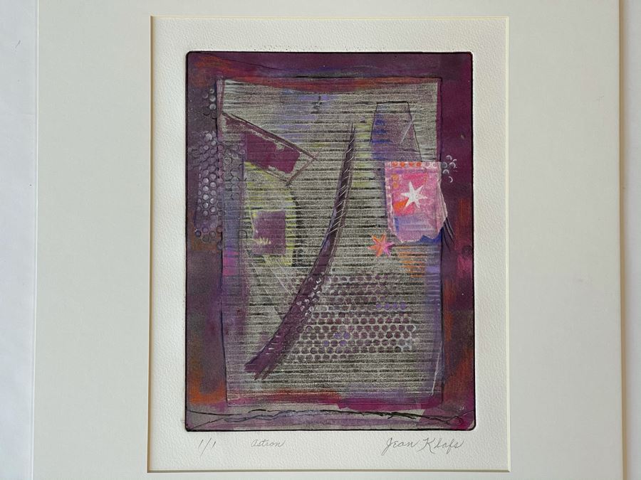 Original Jean Klafs Abstract Expressionist Monotype On Paper Titled 'Astron' 18 X 21 [Photo 8]