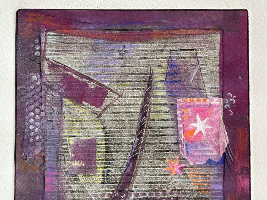 Original Jean Klafs Abstract Expressionist Monotype On Paper Titled 'Astron' 18 X 21 [Photo 3]