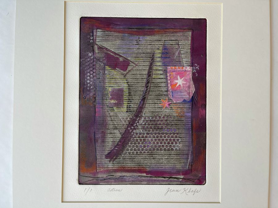 Original Jean Klafs Abstract Expressionist Monotype On Paper Titled 'Astron' 18 X 21 [Photo 1]