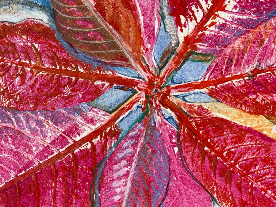 Original Jean Klafs Abstract Expressionist Monotype On Paper Titled 'Poinsettia' 18 X 21 [Photo 8]