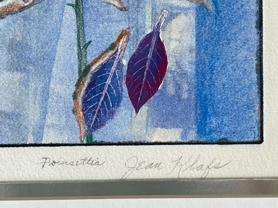 Original Jean Klafs Abstract Expressionist Monotype On Paper Titled 'Poinsettia' 18 X 21 [Photo 5]