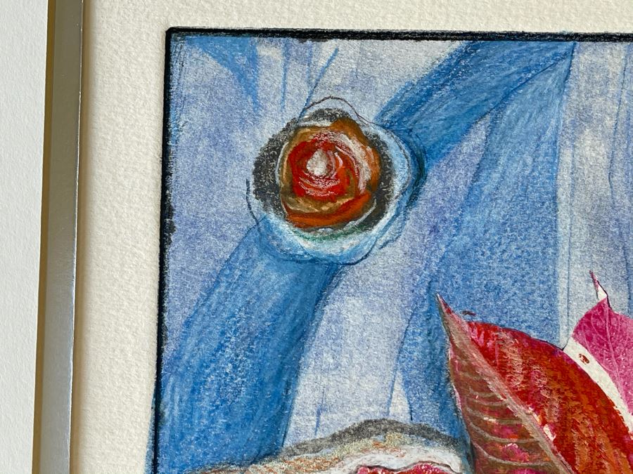 Original Jean Klafs Abstract Expressionist Monotype On Paper Titled 'Poinsettia' 18 X 21 [Photo 7]