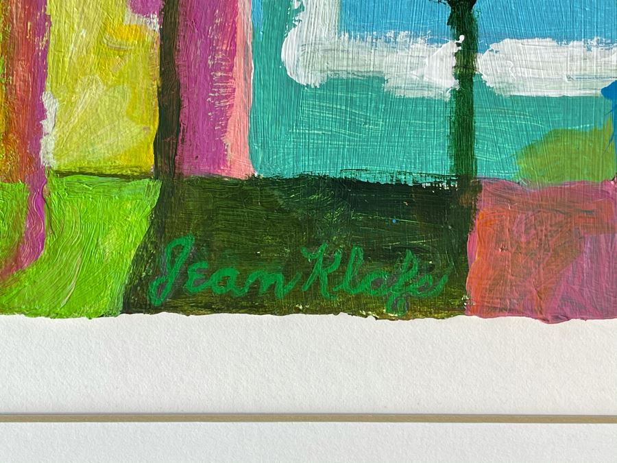 Original Jean Klafs Abstract Expressionist Acrylic Painting On Handmade Paper Titled 'Shopping' 18 X 21 [Photo 7]