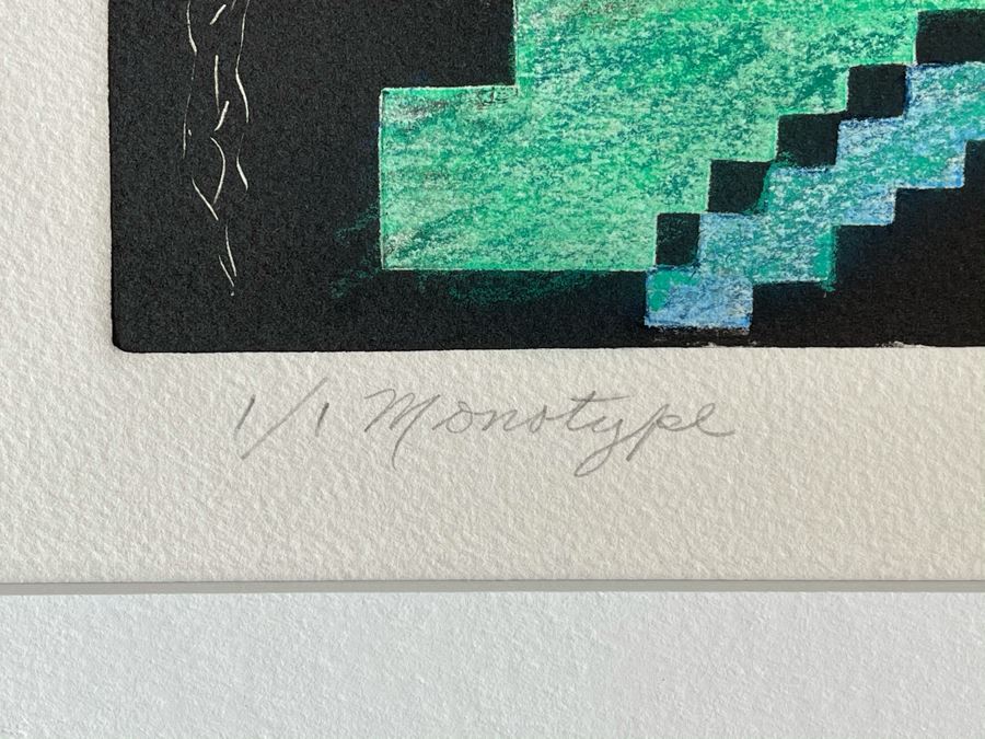 Original Jean Klafs Abstract Expressionist Monotype On Paper Titled 'Symbols' 18 X 21 [Photo 7]