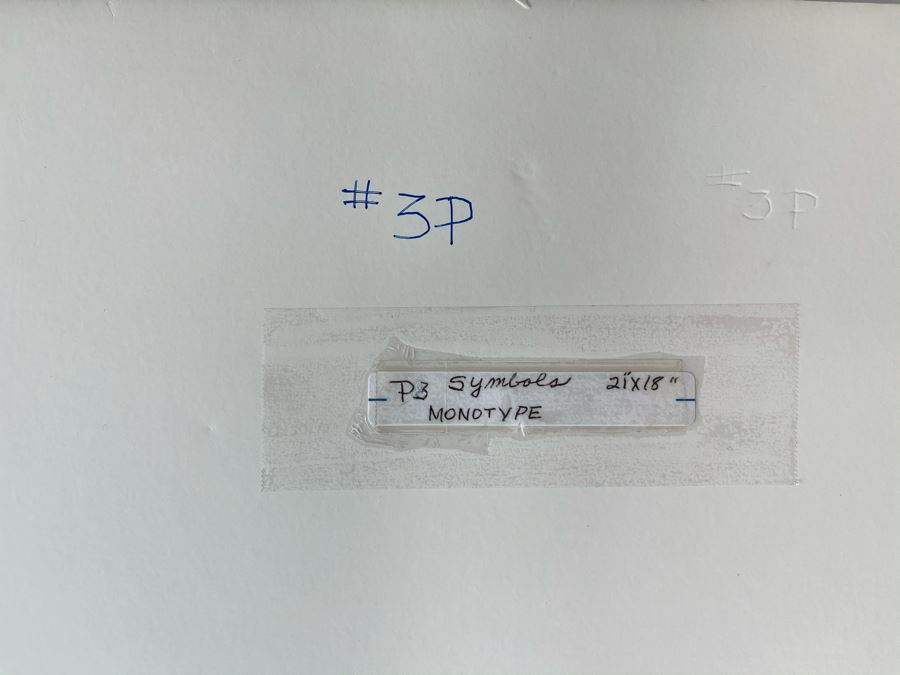 Original Jean Klafs Abstract Expressionist Monotype On Paper Titled 'Symbols' 18 X 21 [Photo 8]