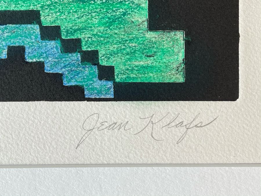 Original Jean Klafs Abstract Expressionist Monotype On Paper Titled 'Symbols' 18 X 21 [Photo 6]