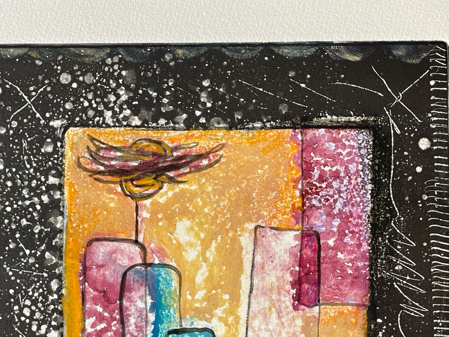 Original Jean Klafs Abstract Expressionist Monotype On Paper Titled 'A Trip To Mars' 18 X 21 [Photo 5]