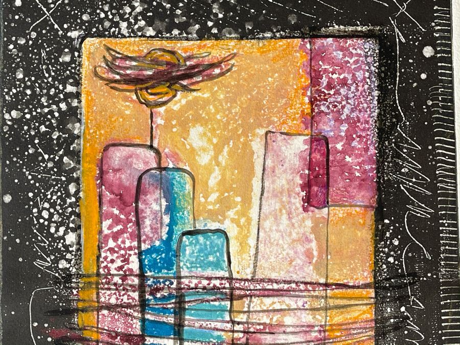 Original Jean Klafs Abstract Expressionist Monotype On Paper Titled 'A Trip To Mars' 18 X 21 [Photo 7]