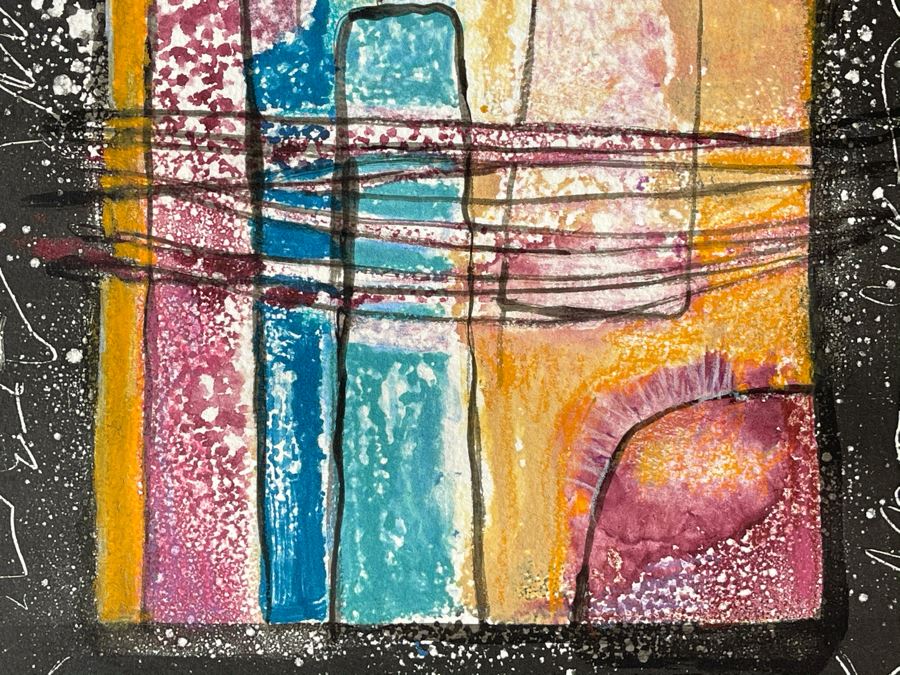 Original Jean Klafs Abstract Expressionist Monotype On Paper Titled 'A Trip To Mars' 18 X 21 [Photo 9]