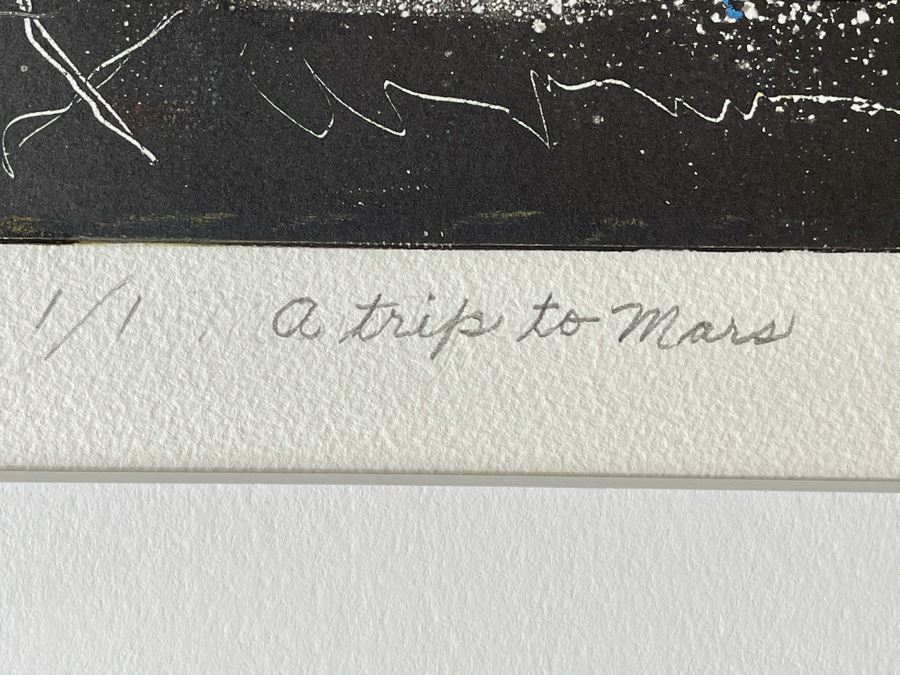 Original Jean Klafs Abstract Expressionist Monotype On Paper Titled 'A Trip To Mars' 18 X 21 [Photo 11]
