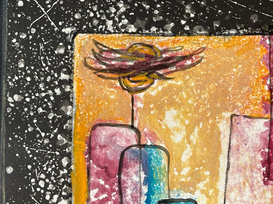 Original Jean Klafs Abstract Expressionist Monotype On Paper Titled 'A Trip To Mars' 18 X 21 [Photo 6]