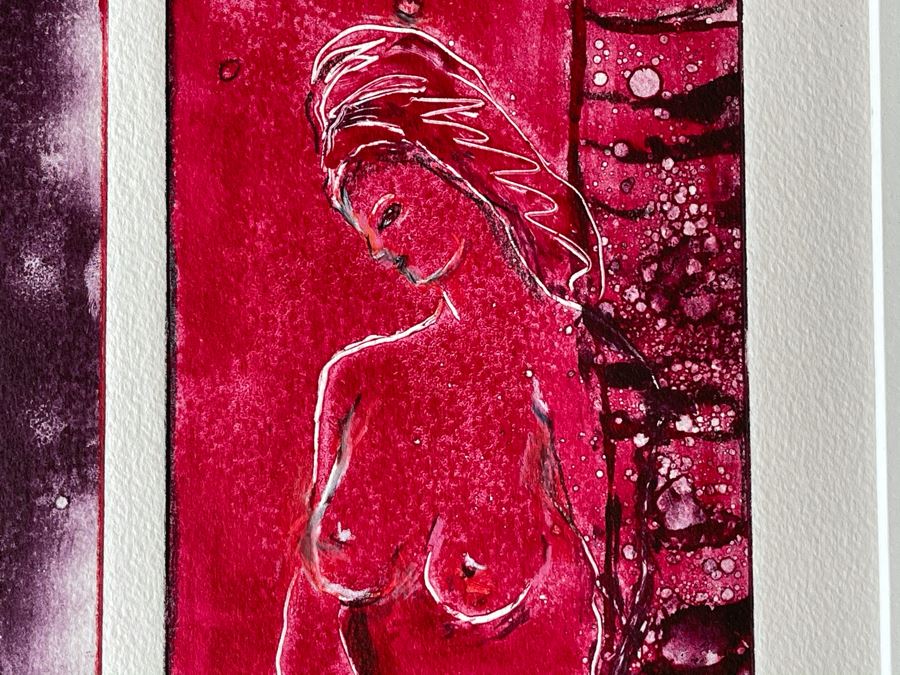 Original Jean Klafs Abstract Expressionist Monotype On Paper Titled 'Aglaia And Thalia' 16 X 20 [Photo 5]