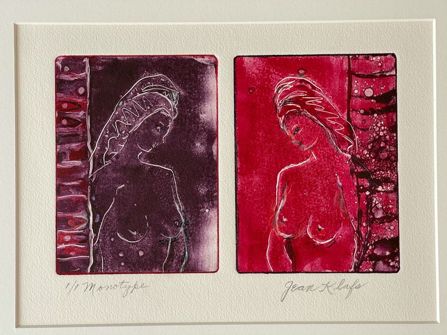 Original Jean Klafs Abstract Expressionist Monotype On Paper Titled 'Aglaia And Thalia' 16 X 20 [Photo 4]