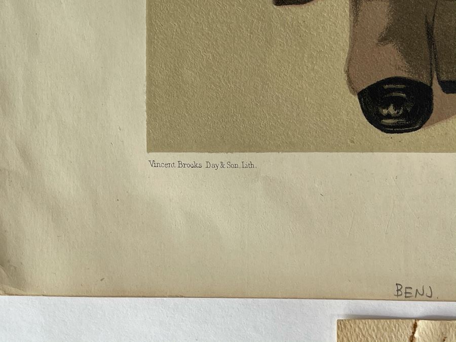 Pair Of Antique 1876 / 1877 Vanity Fair Prints Titled 'Greek' The Rev. Benjamin Jowett, M.A. And 'Poetry' Sir. Francis Hastings Charles Doyle 10 X 15 [Photo 8]