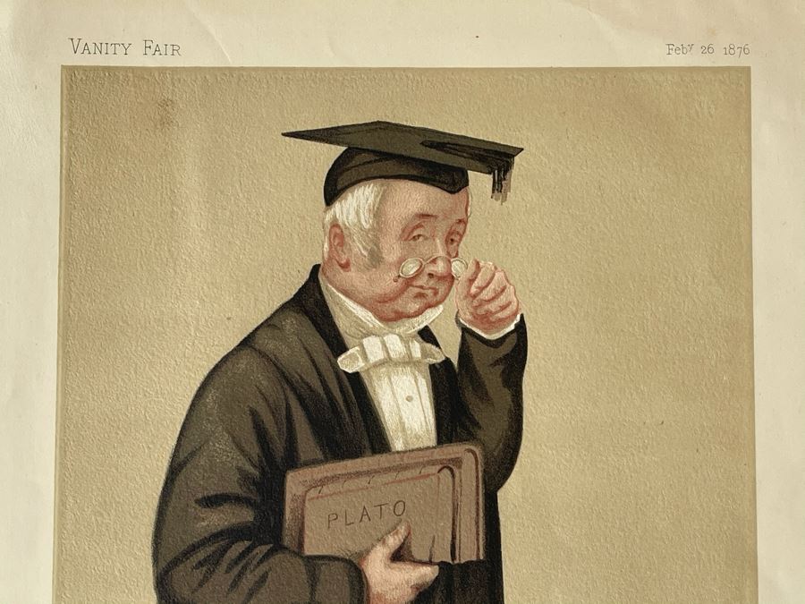 Pair Of Antique 1876 / 1877 Vanity Fair Prints Titled 'Greek' The Rev. Benjamin Jowett, M.A. And 'Poetry' Sir. Francis Hastings Charles Doyle 10 X 15 [Photo 4]