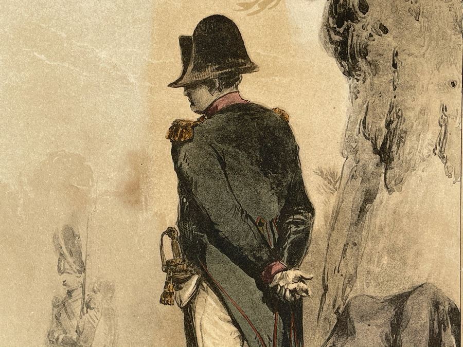 Antique 1845 Lithograph Of Napoleon Titled 'L'Empereur' Shown Full-Length Standing To Left In Military Uniform By Nicolas Toussaint Charlet By French Engraver Auguste Bry (134, Rue Du Bac, Paris, France) 10.75 X 14.25 [Photo 6]