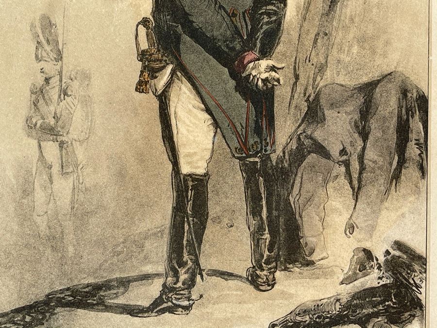 Antique 1845 Lithograph Of Napoleon Titled 'L'Empereur' Shown Full-Length Standing To Left In Military Uniform By Nicolas Toussaint Charlet By French Engraver Auguste Bry (134, Rue Du Bac, Paris, France) 10.75 X 14.25 [Photo 7]