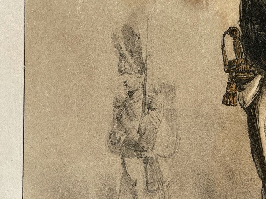 Antique 1845 Lithograph Of Napoleon Titled 'L'Empereur' Shown Full-Length Standing To Left In Military Uniform By Nicolas Toussaint Charlet By French Engraver Auguste Bry (134, Rue Du Bac, Paris, France) 10.75 X 14.25 [Photo 9]