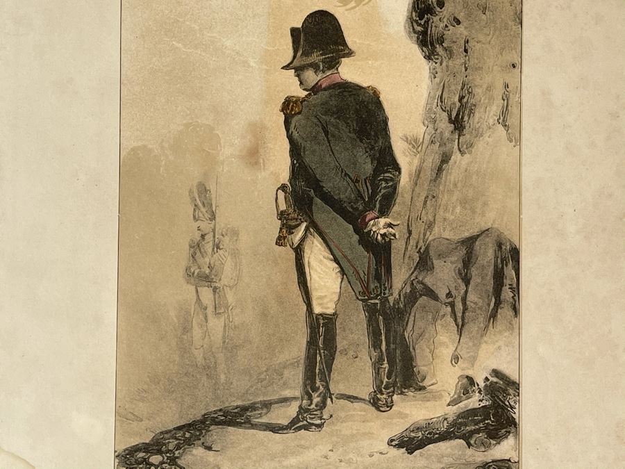Antique 1845 Lithograph Of Napoleon Titled 'L'Empereur' Shown Full-Length Standing To Left In Military Uniform By Nicolas Toussaint Charlet By French Engraver Auguste Bry (134, Rue Du Bac, Paris, France) 10.75 X 14.25 [Photo 5]