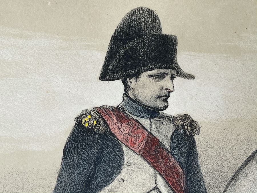 Antique 1845 Lithograph Of Napoleon Titled 'L'Empereur. Habit De Grenadier' Shown Riding Horse In Military Uniform By Artist Nicolas Toussaint Charlet Engraved By French Engraver Auguste Bry (134, Rue Du Bac, Paris, France) 10.75 X 14.25 [Photo 7]