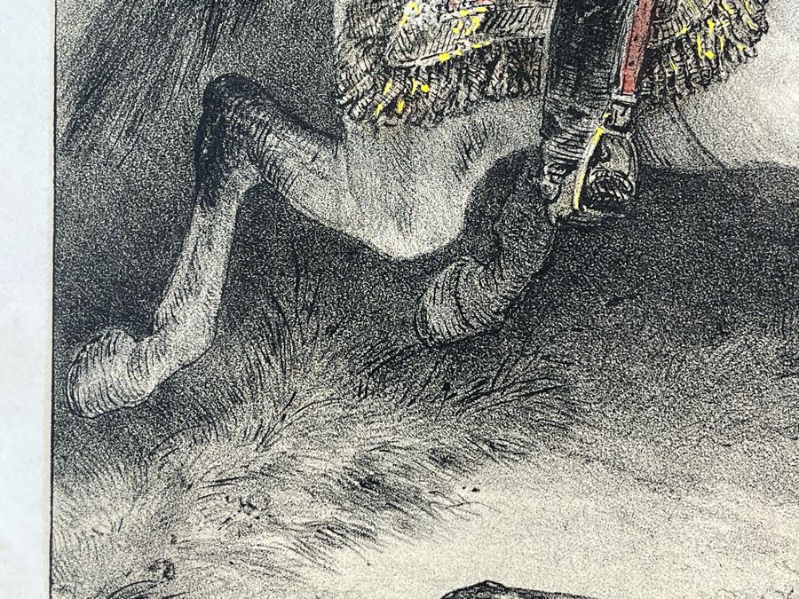 Antique 1845 Lithograph Of Napoleon Titled 'L'Empereur. Habit De Grenadier' Shown Riding Horse In Military Uniform By Artist Nicolas Toussaint Charlet Engraved By French Engraver Auguste Bry (134, Rue Du Bac, Paris, France) 10.75 X 14.25 [Photo 10]