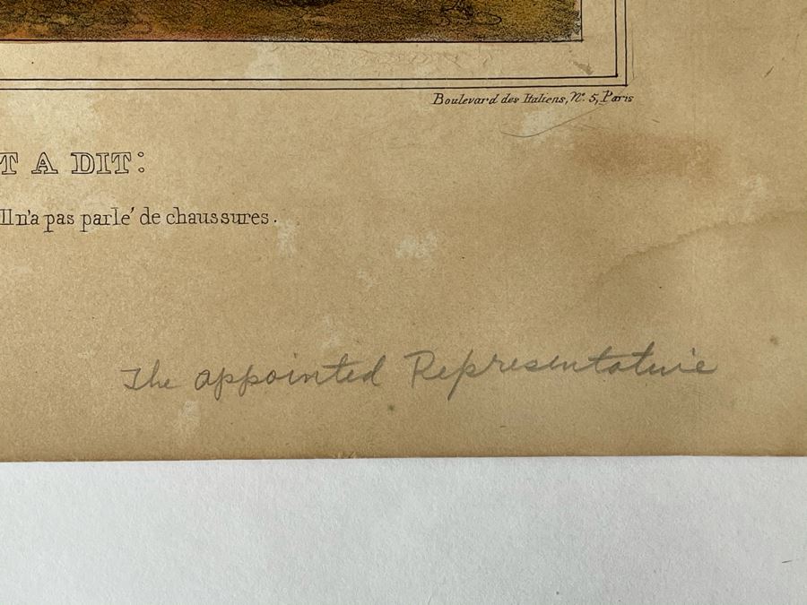 Antique 1851 Paris France Engraving Published By Gihaut Freres Titled 'Le Representant A Dit' 14.25 X 11 [Photo 15]