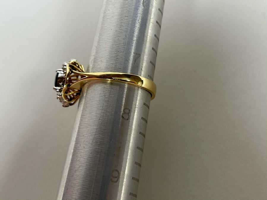 14K Gold Ring With Sapphire And Four Small Diamonds Size 7.5 [Photo 21]