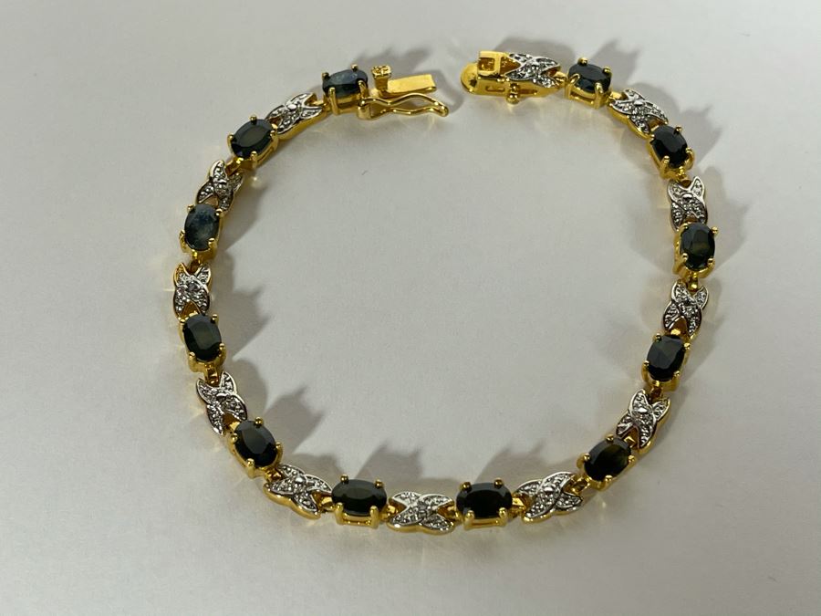 Saphires (12 Saphires Total) Sterling Silver Bracelet 11.5g [Photo 3]