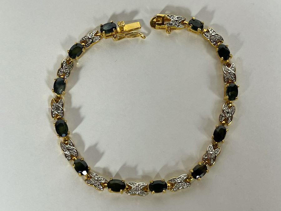 Saphires (12 Saphires Total) Sterling Silver Bracelet 11.5g [Photo 2]