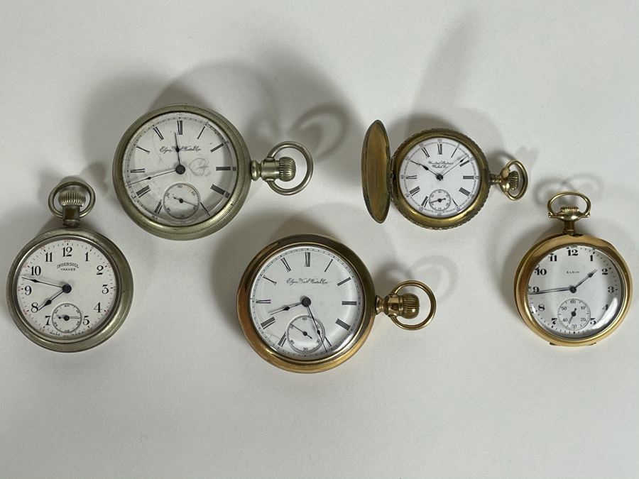 Collection Of Vintage Non-Working Pocket Watches For Parts Or Home Decor