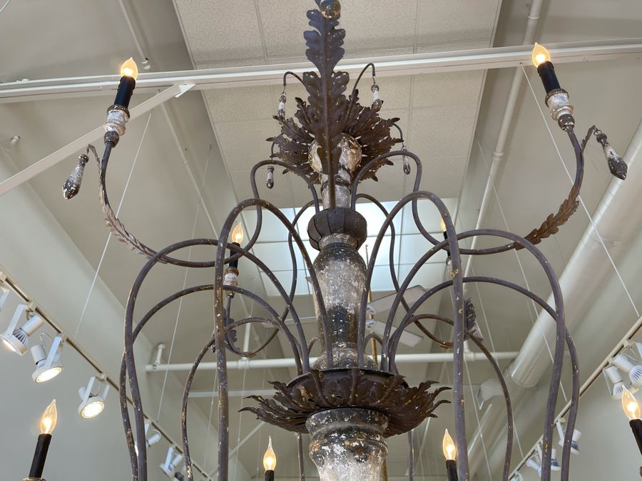 Stunning Large 15-Light Shabby Chic Metal Chandelier Light Fixture - Must See In Person - Apx 64'W X 58'H - Will Quote Delivery Retails $5,900 [Photo 9]