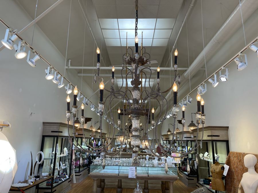 Stunning Large 15-Light Shabby Chic Metal Chandelier Light Fixture - Must See In Person - Apx 64'W X 58'H - Will Quote Delivery Retails $5,900 [Photo 2]