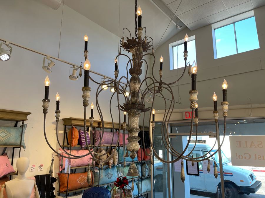 Stunning Large 15-Light Shabby Chic Metal Chandelier Light Fixture - Must See In Person - Apx 64'W X 58'H - Will Quote Delivery Retails $5,900 [Photo 6]