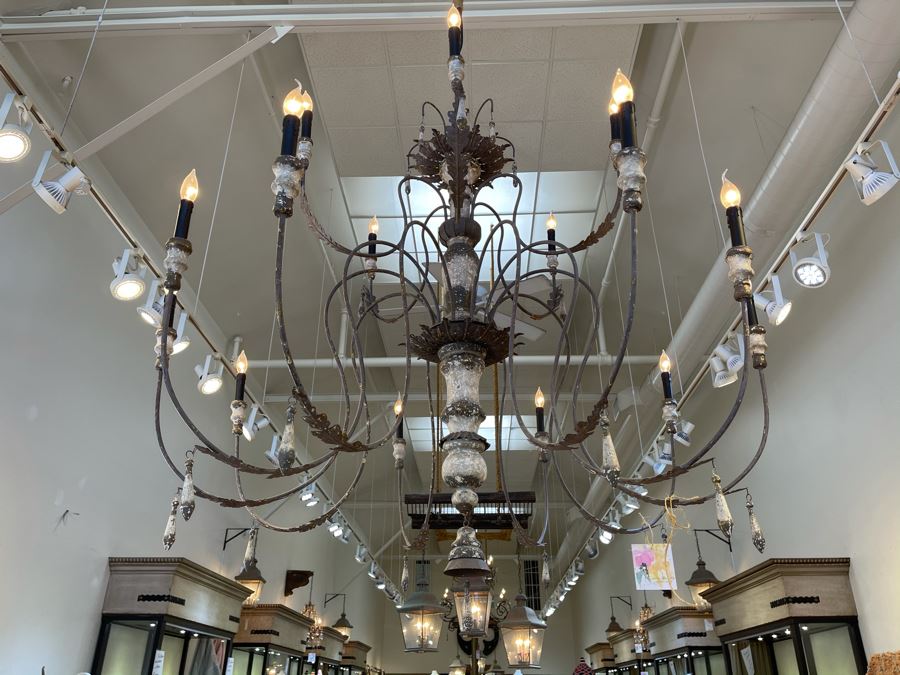 Stunning Large 15-Light Shabby Chic Metal Chandelier Light Fixture - Must See In Person - Apx 64'W X 58'H - Will Quote Delivery Retails $5,900 [Photo 3]