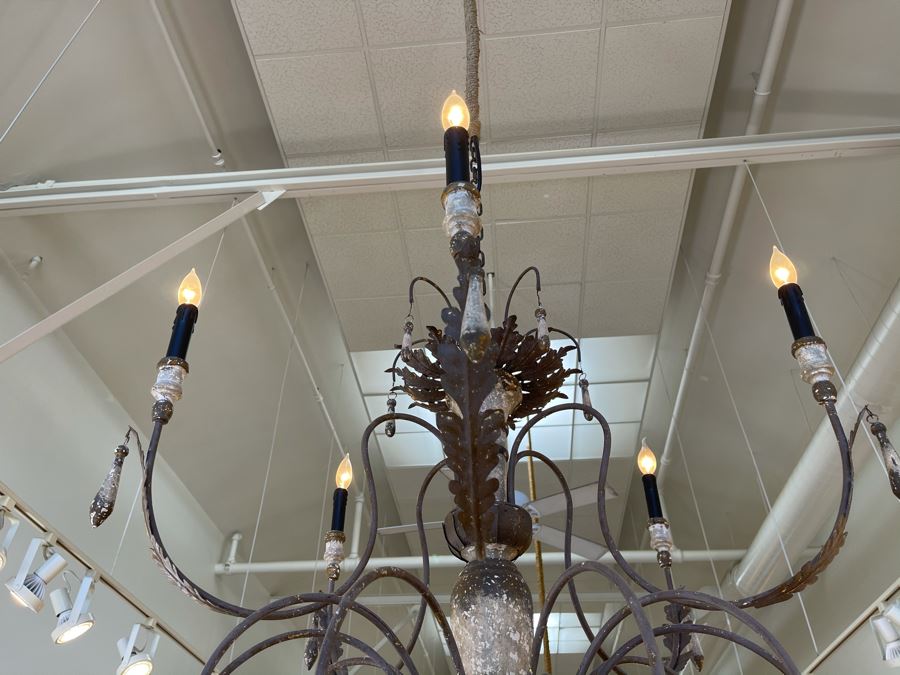 Stunning Large 15-Light Shabby Chic Metal Chandelier Light Fixture - Must See In Person - Apx 64'W X 58'H - Will Quote Delivery Retails $5,900 [Photo 10]